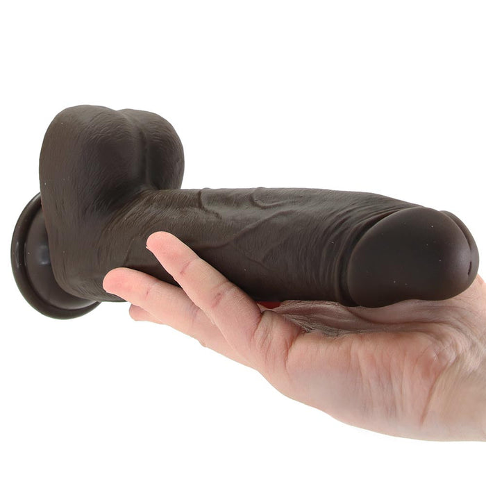 Blush Dr. Skin Silicone Dr. Murphy Rechargeable Remote-Controlled 8 in. Thrusting Dildo with Balls & Suction Cup Brown