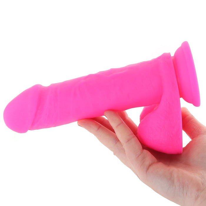 Blush Neo Elite Roxy Rechargeable Remote-Controlled 8 in. Silicone Gyrating Dildo with Balls & Suction Cup Pink