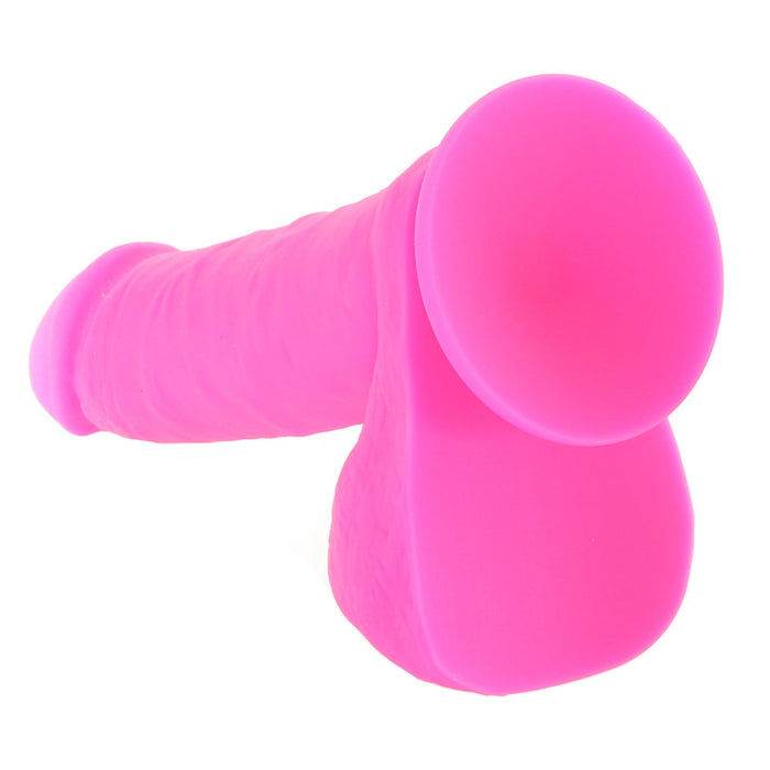 Blush Neo Elite Roxy Rechargeable Remote-Controlled 8 in. Silicone Gyrating Dildo with Balls & Suction Cup Pink