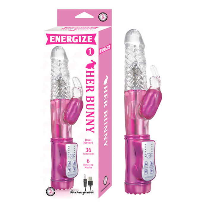 Energize Her Bunny 1 36 Function 6 Rotating Modes Dual Motor USB Rechargeable
