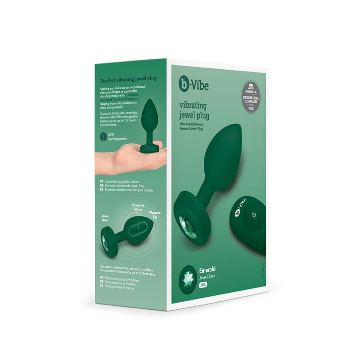 B-Vibe Vibrating Jewel Remote Control Butt Plug M/L Emerald Green | Anal Vibrator | Couples Co. B-Vibe Vibrating Jewel Remote Control Butt Plug M/L Emerald Green | Anal Vibrator | Couples Co.