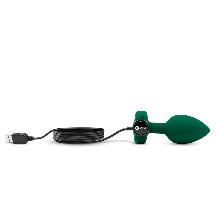 B-Vibe Vibrating Jewel Remote Control Butt Plug M/L Emerald Green