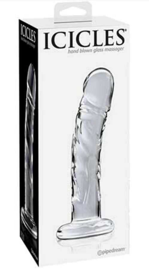 Icicles No. 62 Curved Realistic 6.5 Inches Dildo | Glass Dildo by Pipedream Clear | Luxurious Line Of Glass Massager