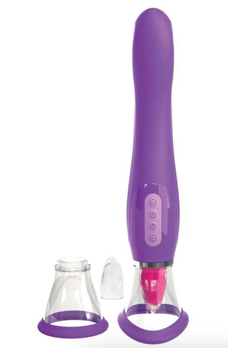 Pipedream Fantasy For Her Her Ultimate Pleasure Rechargeable Silicone Dual-Ended Vibrator With Licking & Suction