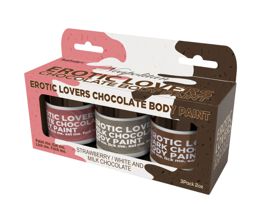 Erotic Chocolate Body Paints White/Milk Chocolate & Strawberry (3 Pack)