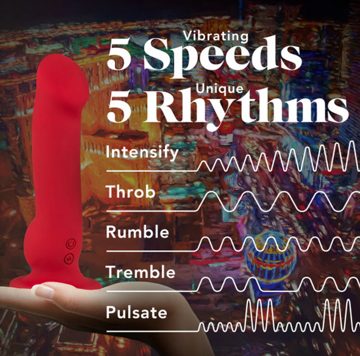 Impressions Las Vegas Rechargeable Silicone 8.25 in. Vibrating Dildo Crimson