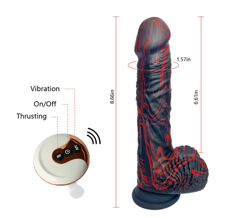 Adam & Eve thrusting vibrating remote controlled black dildo
