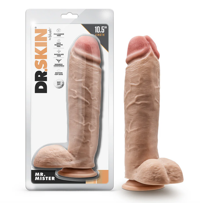 Dr. Skin Mr. Mister Realistic 10.5 in. Dildo with Balls Beige