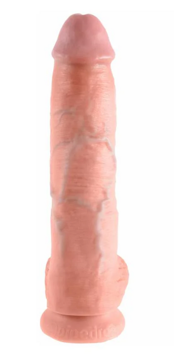 King Cock 10 in. Cock With Balls Realistic Suction Cup Dildo Beige