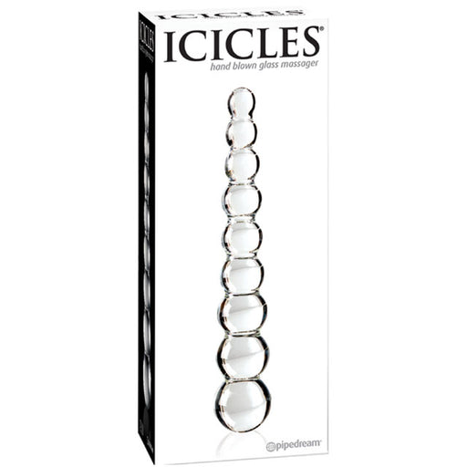 Icicles No. 2 Glass Dildo | 8.5 Inches Beaded Glass Massager  in Clear | Pipedream Icicles No. 2