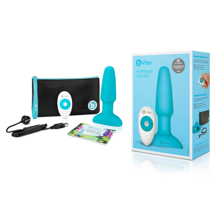 b-Vibe Rimming 2 Rechargeable Remote-Controlled Vibrating Silicone Anal Plug with Rotating Beads Teal | Couples Co. b-Vibe Rimming 2 Rechargeable Remote-Controlled Vibrating Silicone Anal Plug with Rotating Beads Teal | Couples Co.