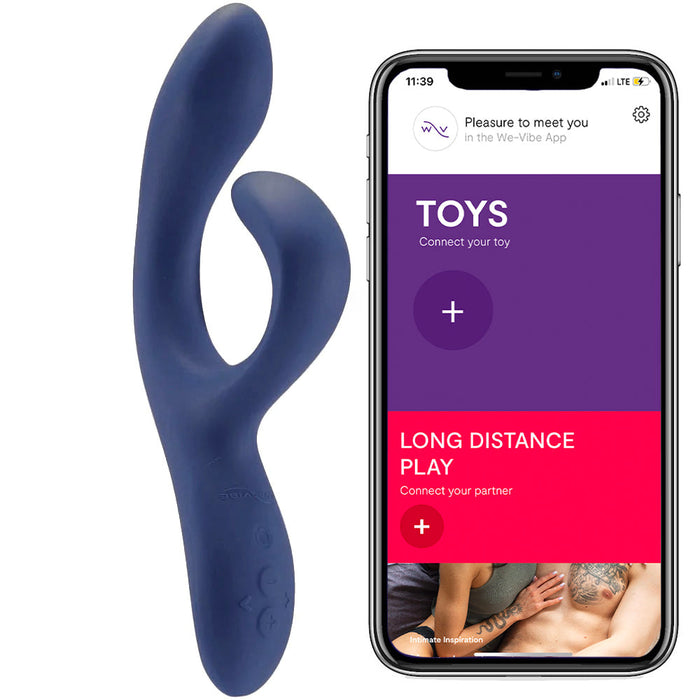 We-Vibe Nova 2 Rechargeable Flexible Silicone Rabbit Vibrator Midnight Blue