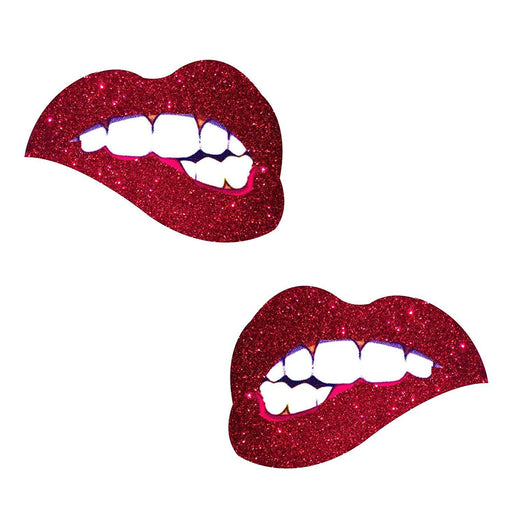 Nipple Stickers |Pasty Lips Bite Glitter Red