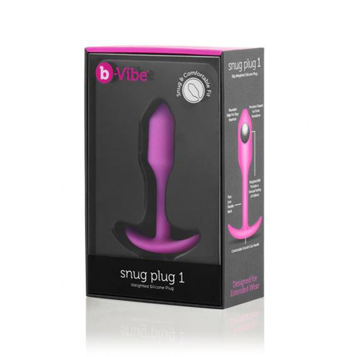 b-Vibe Snug Plug 1 Weighted Silicone Anal Plug Fuchsia