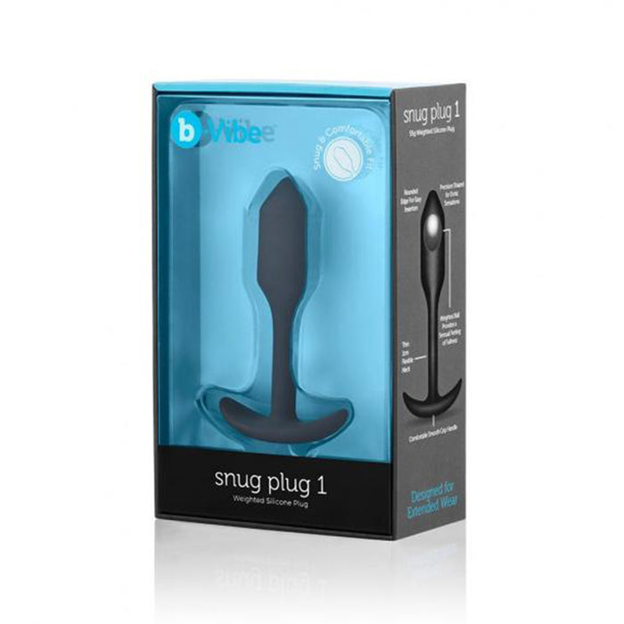 b-Vibe Snug Plug 1 Weighted Silicone Anal Plug Black | Butt Toy | Anal Health