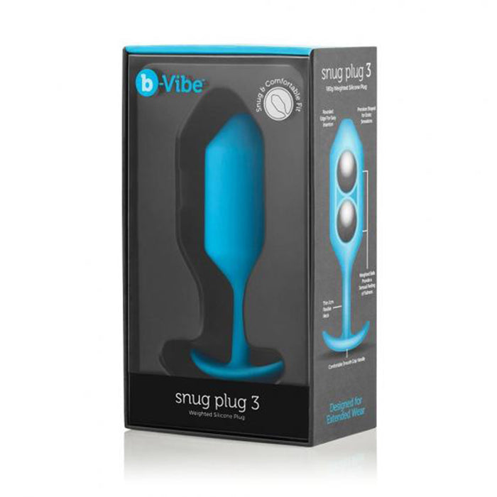 b-Vibe Snug Plug 3 Weighted Silicone Anal Plug Teal | Butt Plug | Prostate Health