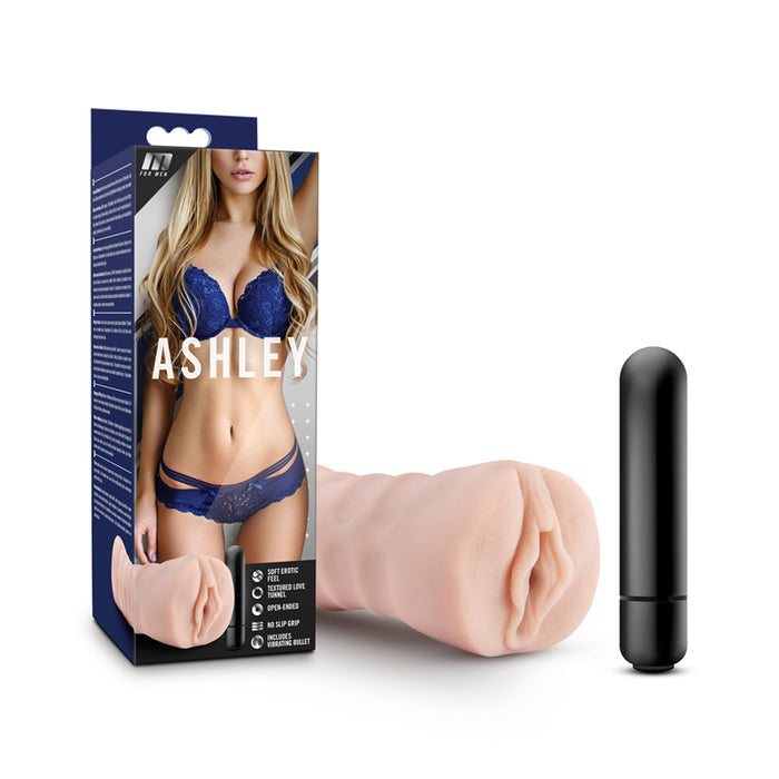 Blush M for Men Ashley Vagina Stroker with Bullet Vibrator Beige | Male Mastubator