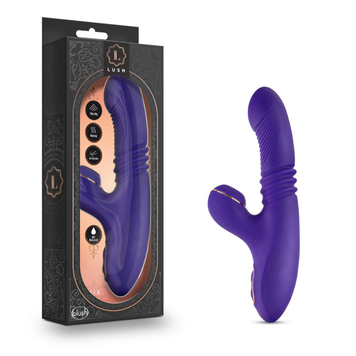 Blush Lush Iris Rechargeable Silicone Thrusting Air Pulse Dual Stimulation Vibrator Purple | Rabbit Vibrator