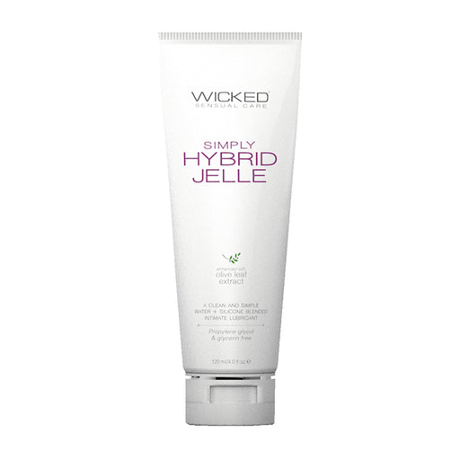 Wicked Simply Hybrid Jelle 4 Oz | Premium Hybrid Lubricant | Enhanced With Olive Leaf Extract | Free Of Glycerin Propylene Glycol And Parabens | Provides Added Glide And Pleasure | Safe With All Toy Materials