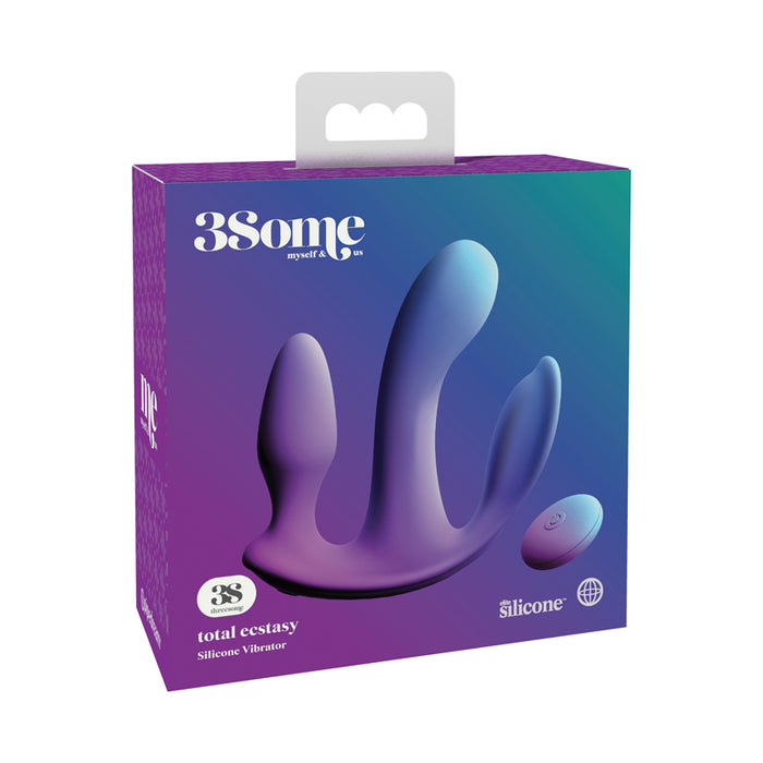 Pipedream 3Some Total Ecstasy Rechargeable Remote-Controlled Triple Stimulation Silicone Vibrator Purple