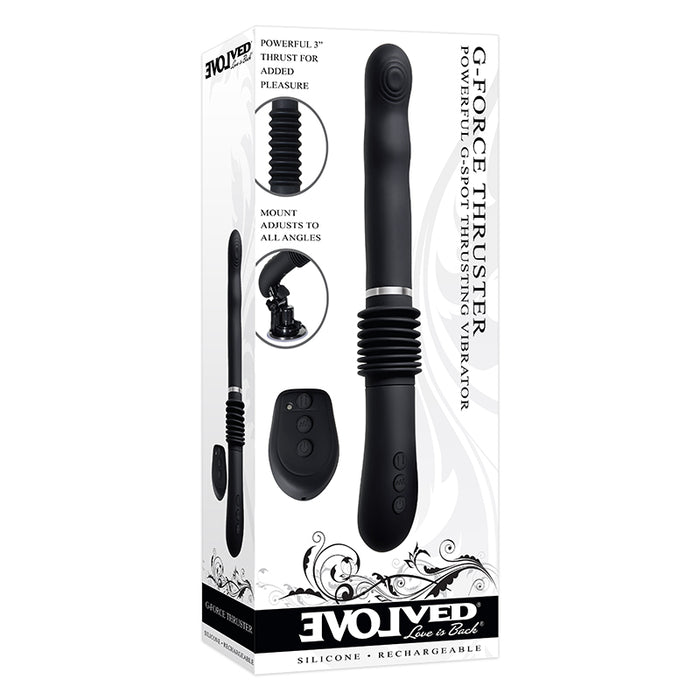 Evolved G-Force Thruster Rechargeable Silicone Thrusting Vibrator With Suction Cup Attachment Black