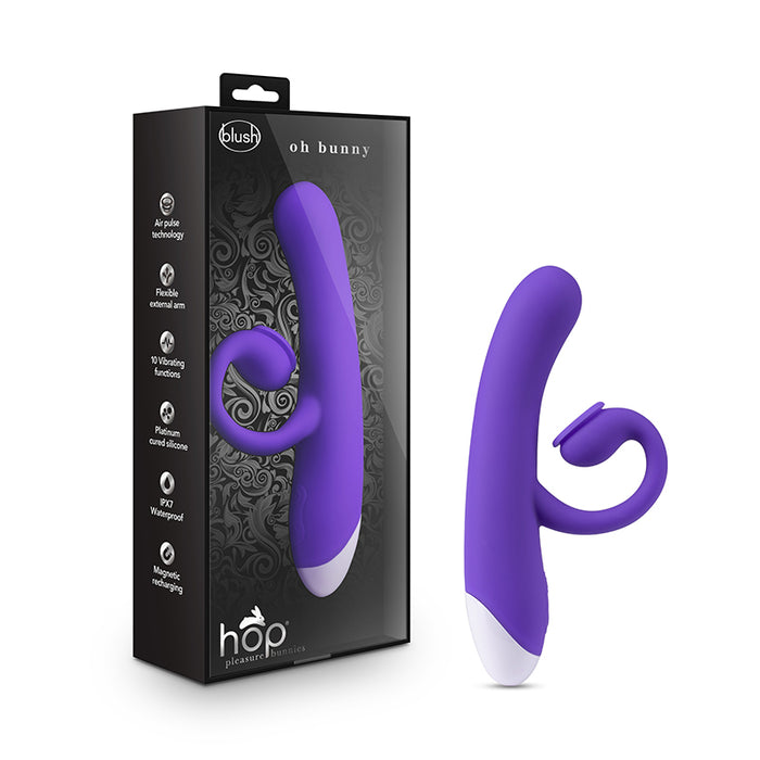 Blush Hop Oh Bunny Rechargeable Silicone Air Pulse Dual Stimulation Vibrator Midnight | Clitoral