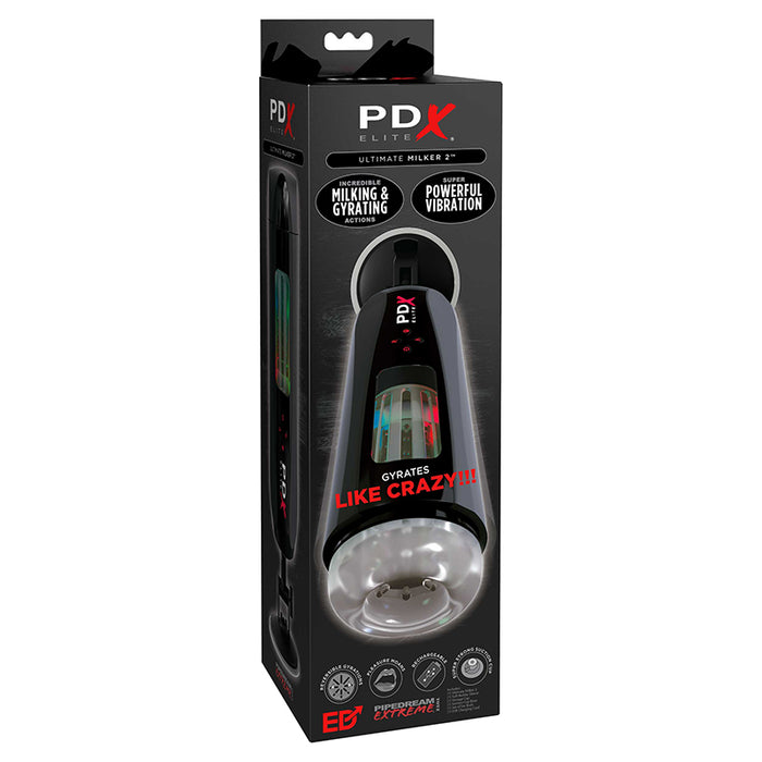 PDX Elite Ultimate Milker 2 Rechargeable Gyrating Suction Stroker With Hands-Free Suction Cup