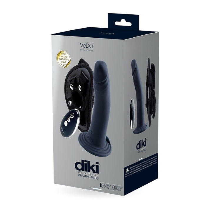 Vedo Diki Rechargeable Vibrating Dildo With Harness Just Black