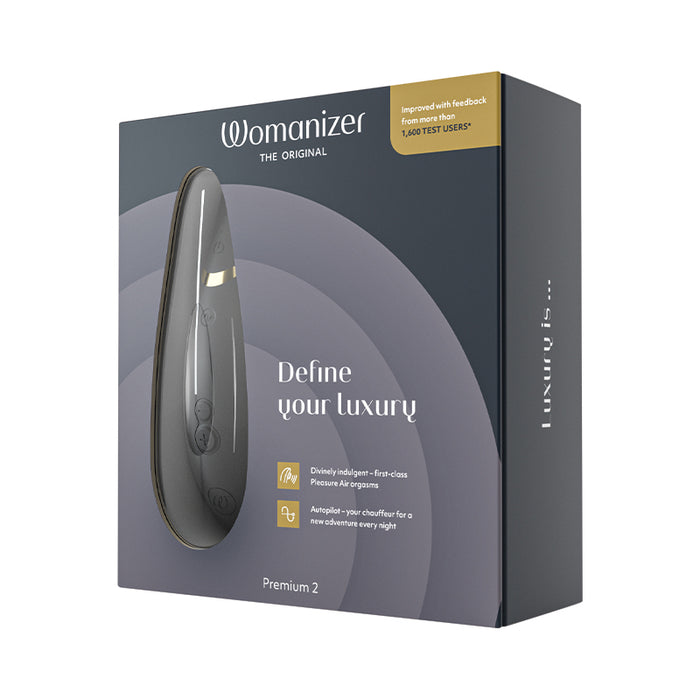 Womanizer Premium 2 | Averaged-Sized Pressure-Wave Clitoral Toy | Comes With USB Charging Cord | Complete With Small Size Head In A Pouch | Manual And Safety Instructions Included