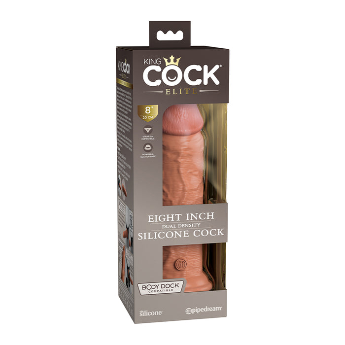 Pipedream King Cock Elite 8 in. Dual Density Silicone Cock Realistic Dildo With Suction Cup Tan
