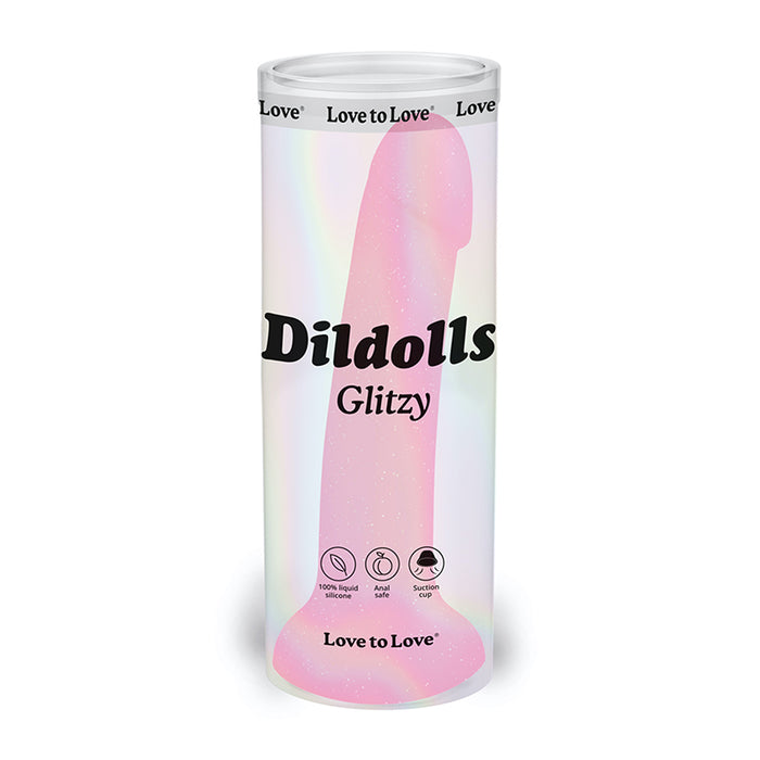 Love to Love Dildolls Glitzy 7 in. Silicone Dildo Pink Glitter