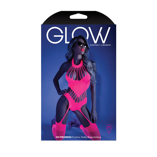 Glow Footless Teddy Bodystocking Neon Pink | Lingerie