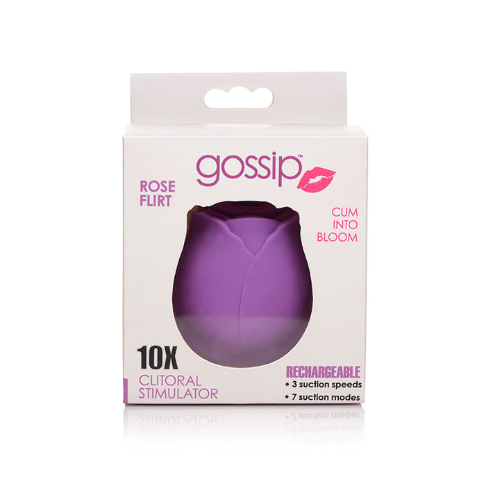 Curve Toys Gossip Cum Into Bloom Rechargeable Silicone Clitoral Stimulator Rose Flirt Violet