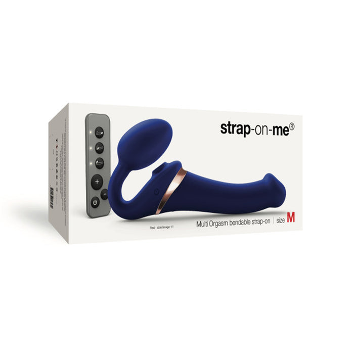 Strap-On-Me Rechargeable Remote-Controlled Multi Orgasm Bendable Strap-On Night Blue M