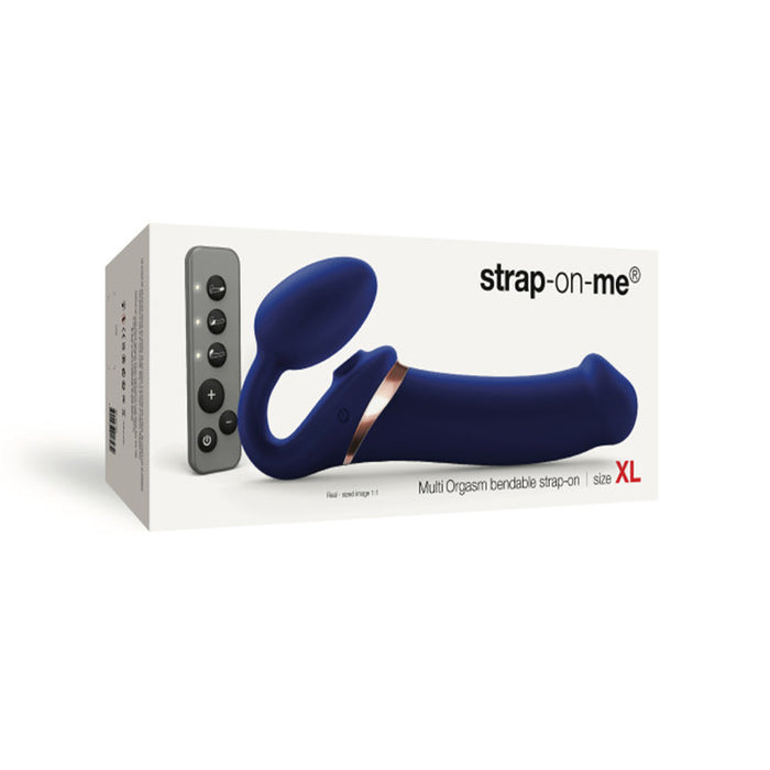 Strap-On-Me Rechargeable Remote-Controlled Multi Orgasm Bendable Strap-On Night Blue XL
