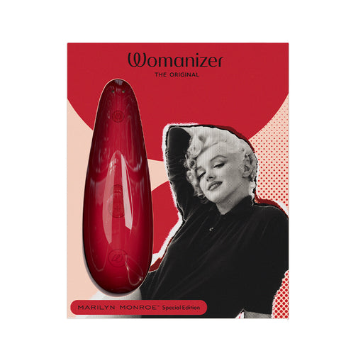 Marilyn Monroe Collaboration Vibrator By Womanizer | Includes Two Sizes Of Stimulator Heads | With Pulsating Waves And Gentle Suction | Red In Color