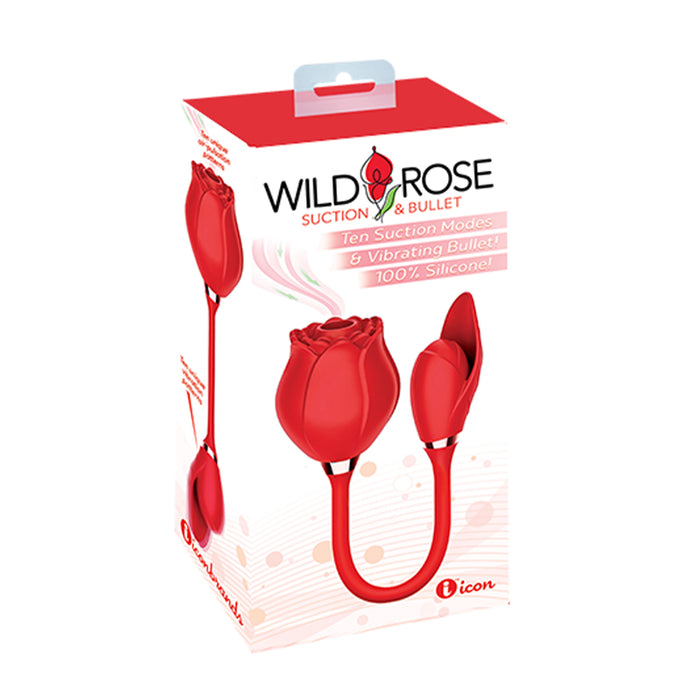 Wild Rose Silicone Adult Toy | Classic Suction Rose Design On One End | 10-Speed Vibrating Bullet On The Other End | Designed With Ten-Speed Flickering Petal For Anal Magic 