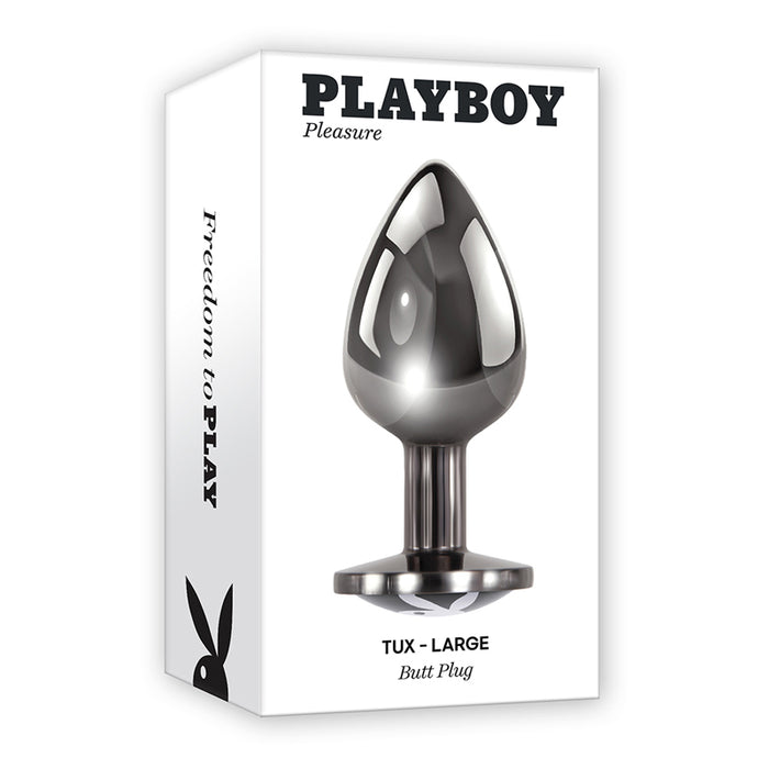 Playboy Tux Large Metal Anal Plug Hematite | Jewel Butt Plug
