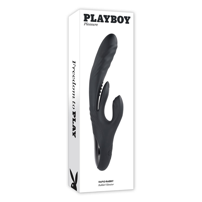 Playboy Rapid Rabbit Rechargeable Silicone Dual Stimulation Vibrator Black | Rabbit Vibrator