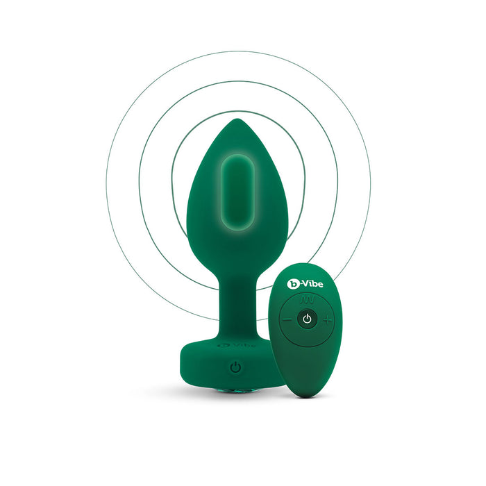 B-Vibe Vibrating Jewel Butt Plug M/L - remote vibrating butt plug