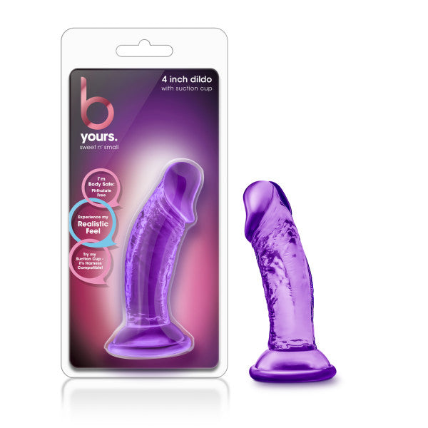B Yours Sweet N Small 4in Dildo W/ Suction Cup Purple  - cute dildo