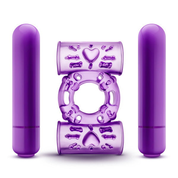 Play With Me Double Play Dual Vibrating Cockring Purple