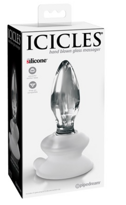 Pipedream Icicles No. 90 Glass Booty Plug | Glass Anal Plug with Suction Cup Clear | Perfect For Solo Sex Sessions