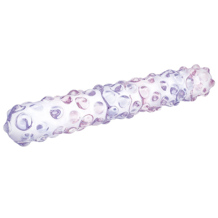 Glas 9 in. Purple Rose Nubby Glass Dildo