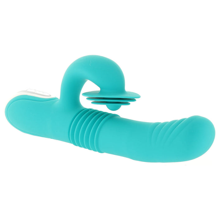 Evolved The Show Stopper Rechargeable Thrusting Twirling Dual Stimulator Teal