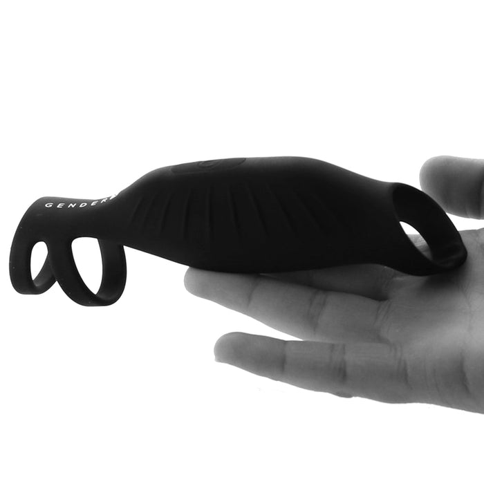 Gender X Rocketeer Rechargeable Triple-Ring Vibrating Silicone Penis Sheath Black