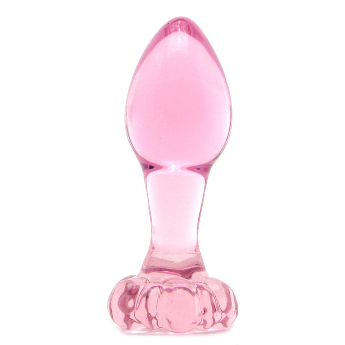 Pipedream Icicles No. 48 Glass 3.5 in. Anal Plug With Flower Base Pink