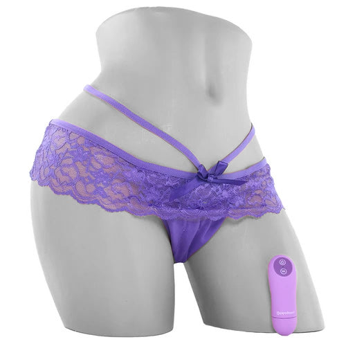 Pipedream Fantasy For Her Crotchless Panty Thrill-Her & Remote-Controlled Rechargeable Bullet Vibrator Purple