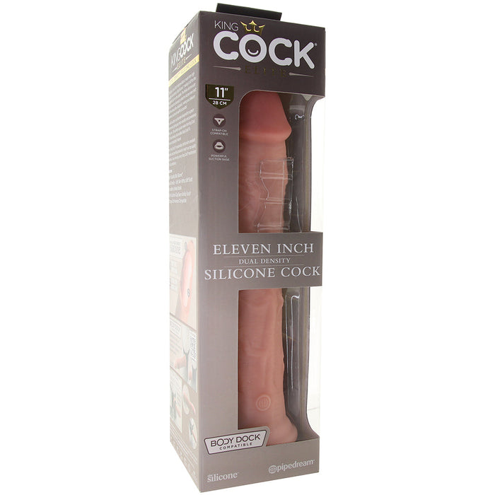 Pipedream King Cock Elite 11 in. Dual Density Silicone Cock Realistic Dildo With Suction Cup Beige