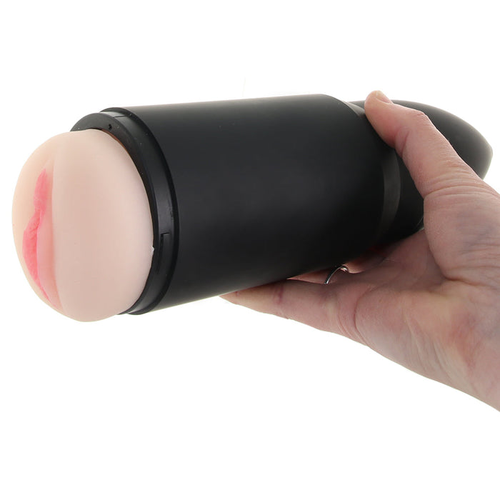 Comfortable Ammo-Grip For Easy Handling Fleshlight | Black Vibrating Stroker By Shell Shock